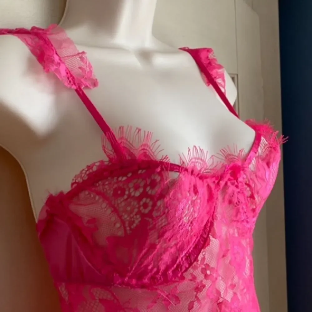 Hot Pink Lace Chemise Nightie
